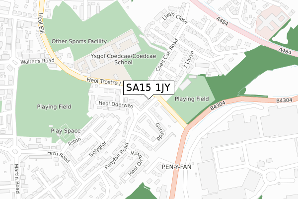 SA15 1JY map - large scale - OS Open Zoomstack (Ordnance Survey)