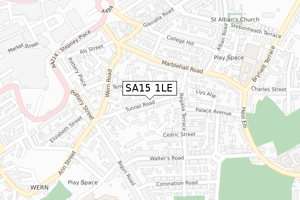 SA15 1LE map - large scale - OS Open Zoomstack (Ordnance Survey)