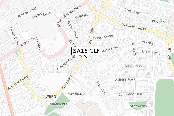 SA15 1LF map - large scale - OS Open Zoomstack (Ordnance Survey)