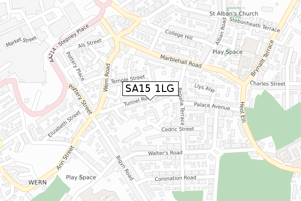 SA15 1LG map - large scale - OS Open Zoomstack (Ordnance Survey)