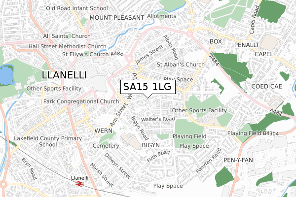 SA15 1LG map - small scale - OS Open Zoomstack (Ordnance Survey)