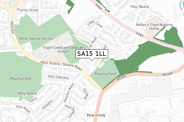 SA15 1LL map - large scale - OS Open Zoomstack (Ordnance Survey)