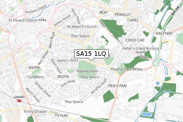 SA15 1LQ map - small scale - OS Open Zoomstack (Ordnance Survey)