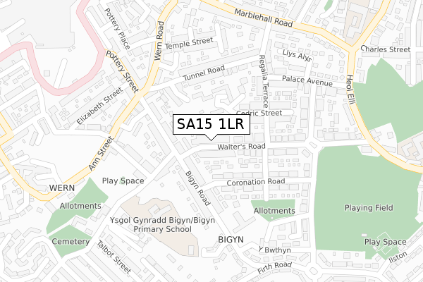 SA15 1LR map - large scale - OS Open Zoomstack (Ordnance Survey)