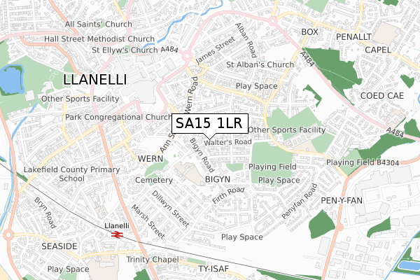 SA15 1LR map - small scale - OS Open Zoomstack (Ordnance Survey)