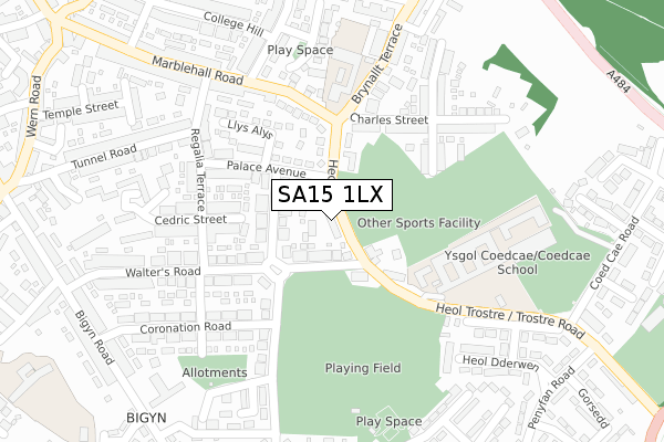 SA15 1LX map - large scale - OS Open Zoomstack (Ordnance Survey)