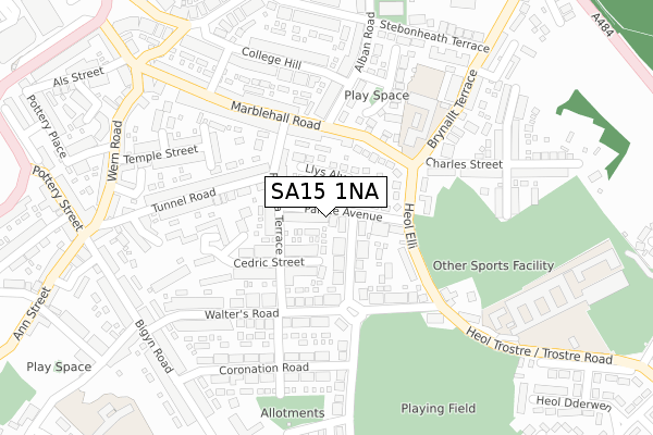 SA15 1NA map - large scale - OS Open Zoomstack (Ordnance Survey)