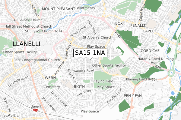 SA15 1NA map - small scale - OS Open Zoomstack (Ordnance Survey)