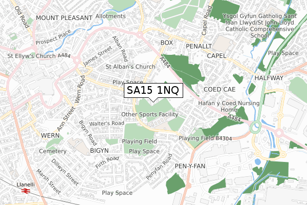 SA15 1NQ map - small scale - OS Open Zoomstack (Ordnance Survey)