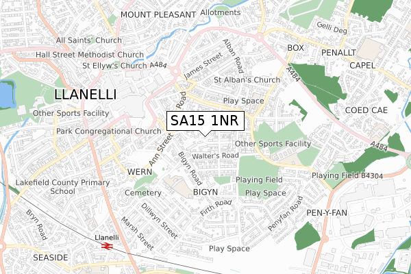 SA15 1NR map - small scale - OS Open Zoomstack (Ordnance Survey)