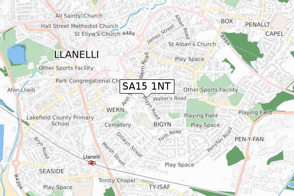 SA15 1NT map - small scale - OS Open Zoomstack (Ordnance Survey)