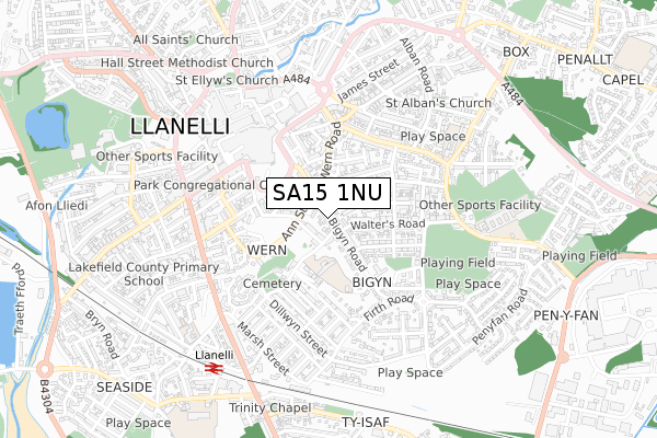 SA15 1NU map - small scale - OS Open Zoomstack (Ordnance Survey)