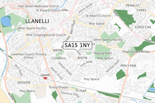 SA15 1NY map - small scale - OS Open Zoomstack (Ordnance Survey)