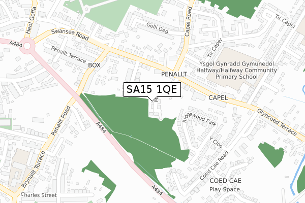 SA15 1QE map - large scale - OS Open Zoomstack (Ordnance Survey)