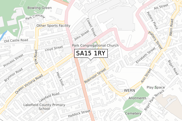 SA15 1RY map - large scale - OS Open Zoomstack (Ordnance Survey)