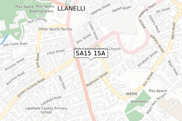 SA15 1SA map - large scale - OS Open Zoomstack (Ordnance Survey)