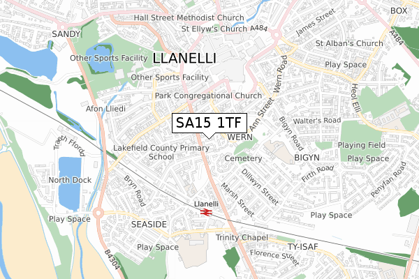 SA15 1TF map - small scale - OS Open Zoomstack (Ordnance Survey)