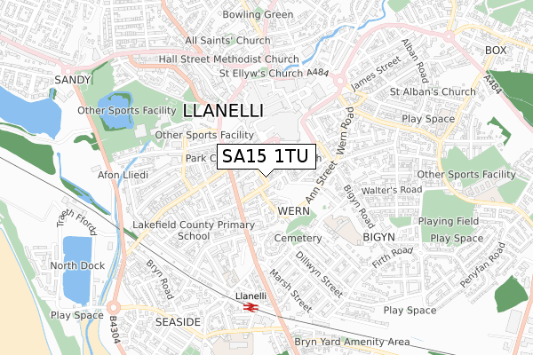 SA15 1TU map - small scale - OS Open Zoomstack (Ordnance Survey)