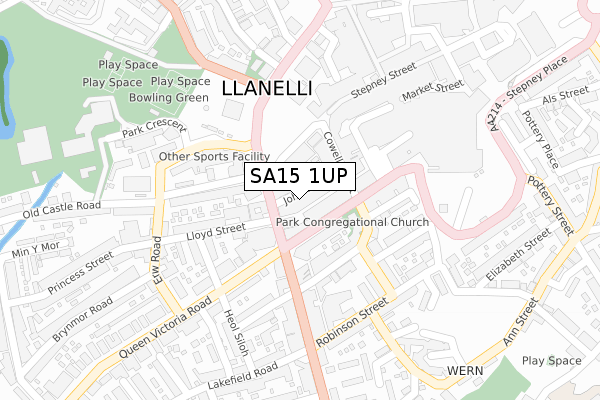 SA15 1UP map - large scale - OS Open Zoomstack (Ordnance Survey)