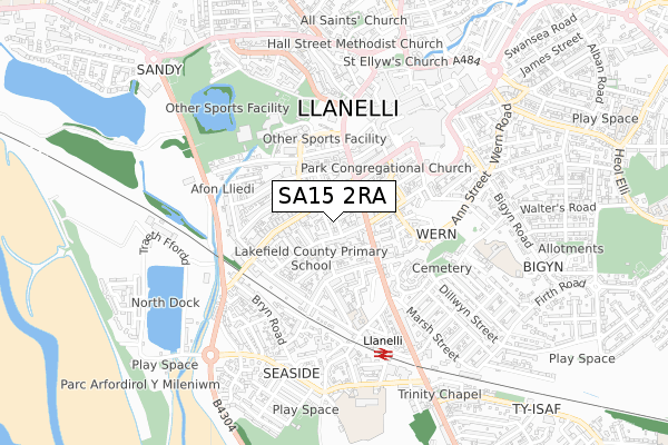 SA15 2RA map - small scale - OS Open Zoomstack (Ordnance Survey)