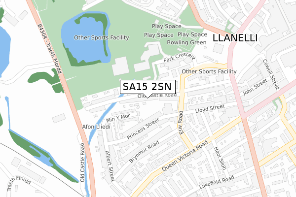 SA15 2SN map - large scale - OS Open Zoomstack (Ordnance Survey)