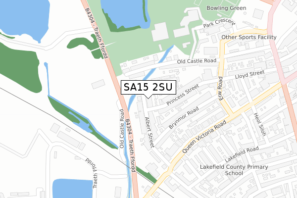 SA15 2SU map - large scale - OS Open Zoomstack (Ordnance Survey)