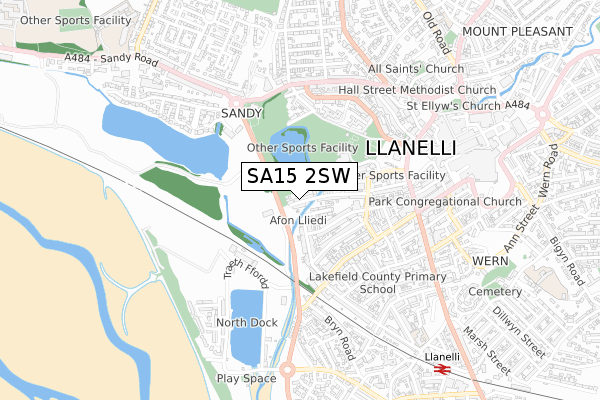 SA15 2SW map - small scale - OS Open Zoomstack (Ordnance Survey)