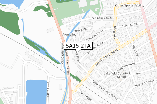 SA15 2TA map - large scale - OS Open Zoomstack (Ordnance Survey)