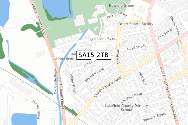 SA15 2TB map - large scale - OS Open Zoomstack (Ordnance Survey)