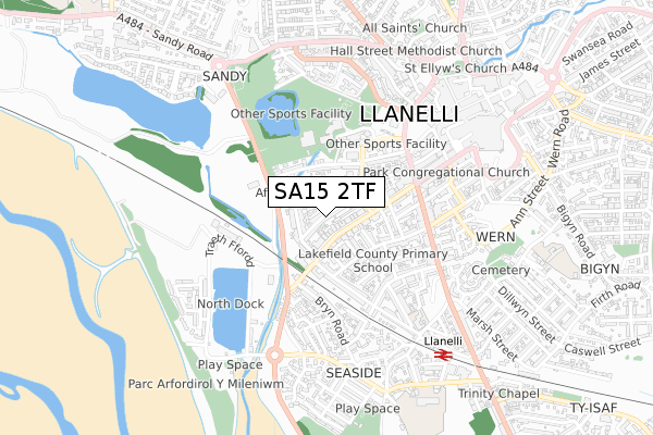 SA15 2TF map - small scale - OS Open Zoomstack (Ordnance Survey)