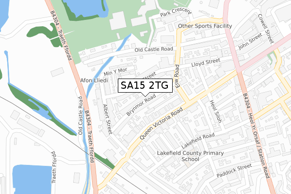 SA15 2TG map - large scale - OS Open Zoomstack (Ordnance Survey)