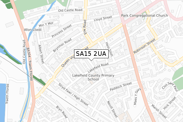 SA15 2UA map - large scale - OS Open Zoomstack (Ordnance Survey)