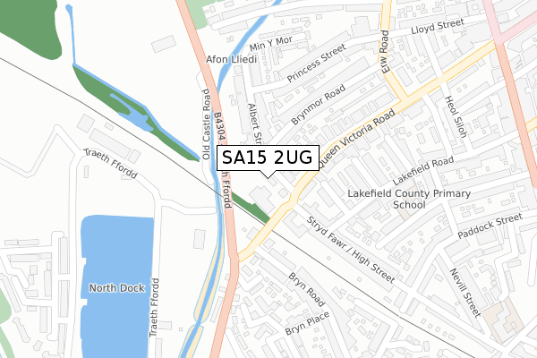 SA15 2UG map - large scale - OS Open Zoomstack (Ordnance Survey)