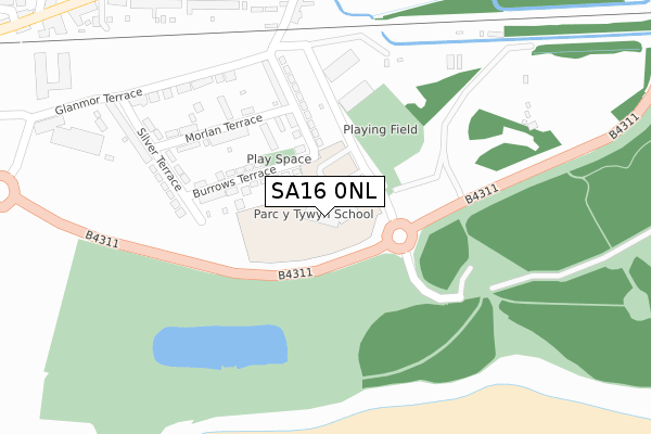 SA16 0NL map - large scale - OS Open Zoomstack (Ordnance Survey)