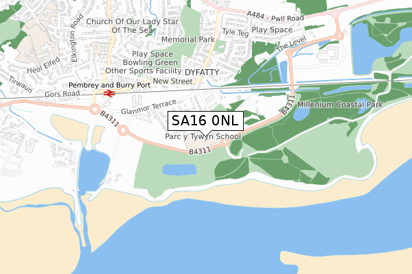 SA16 0NL map - small scale - OS Open Zoomstack (Ordnance Survey)