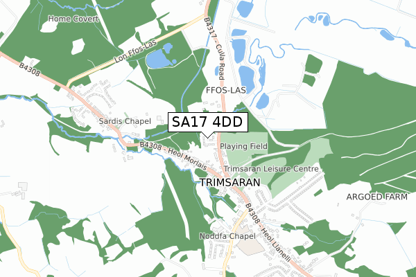 SA17 4DD map - small scale - OS Open Zoomstack (Ordnance Survey)