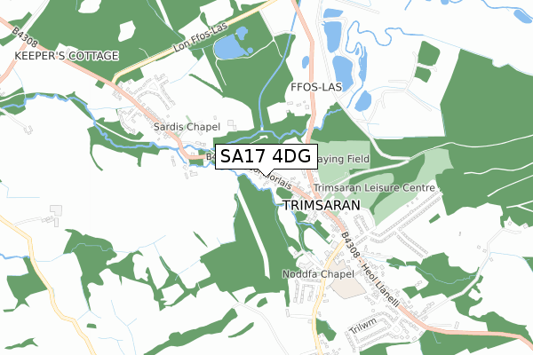 SA17 4DG map - small scale - OS Open Zoomstack (Ordnance Survey)