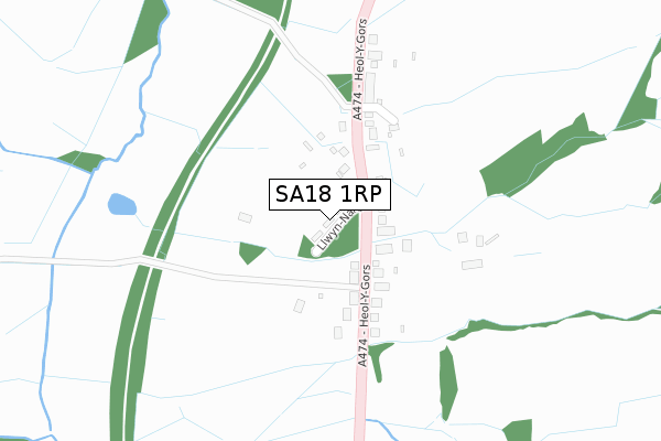 SA18 1RP map - large scale - OS Open Zoomstack (Ordnance Survey)