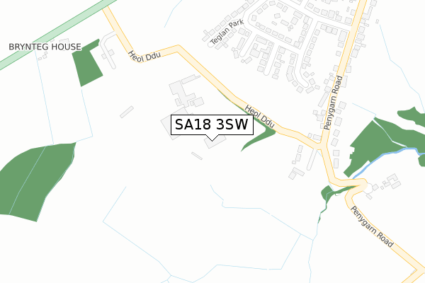 SA18 3SW map - large scale - OS Open Zoomstack (Ordnance Survey)