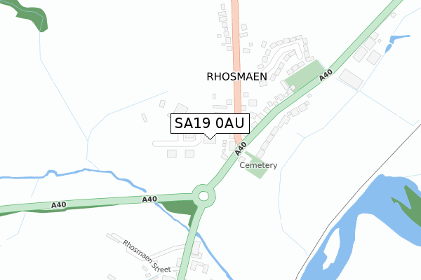 SA19 0AU map - large scale - OS Open Zoomstack (Ordnance Survey)