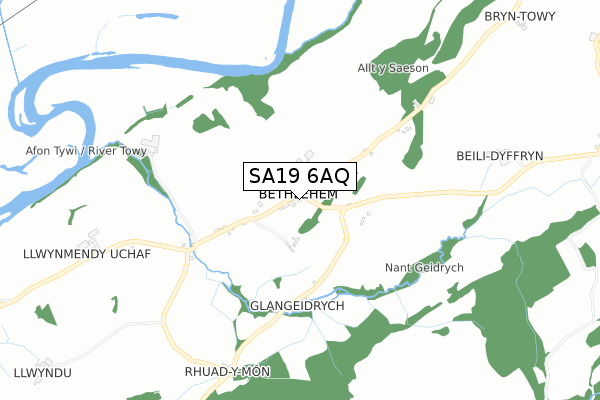 SA19 6AQ map - small scale - OS Open Zoomstack (Ordnance Survey)