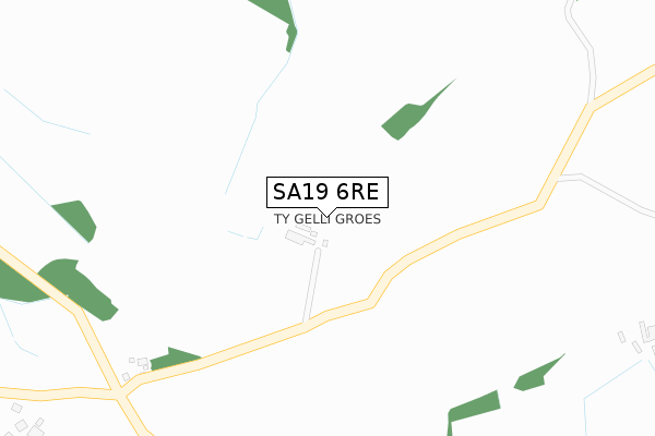 SA19 6RE map - large scale - OS Open Zoomstack (Ordnance Survey)