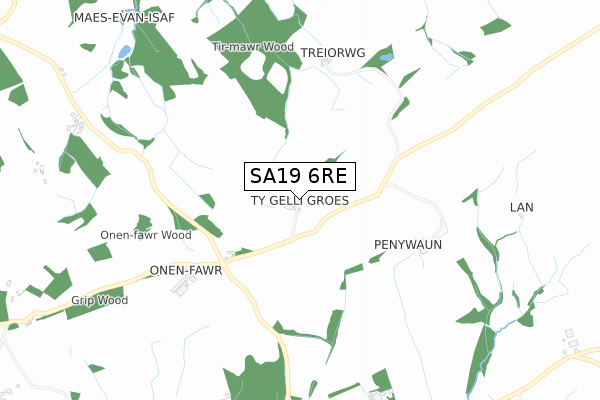 SA19 6RE map - small scale - OS Open Zoomstack (Ordnance Survey)