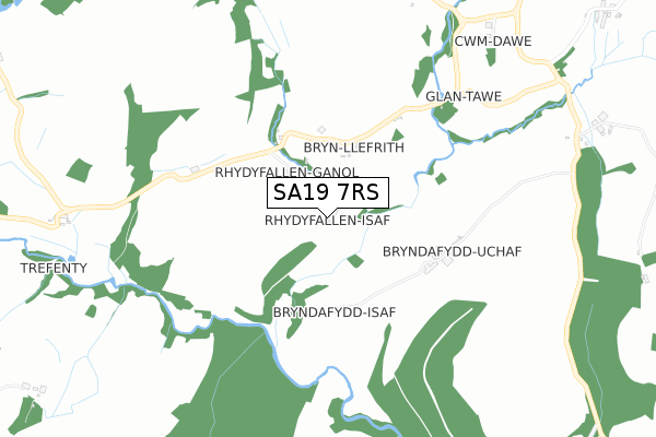 SA19 7RS map - small scale - OS Open Zoomstack (Ordnance Survey)