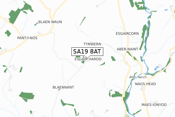 SA19 8AT map - small scale - OS Open Zoomstack (Ordnance Survey)