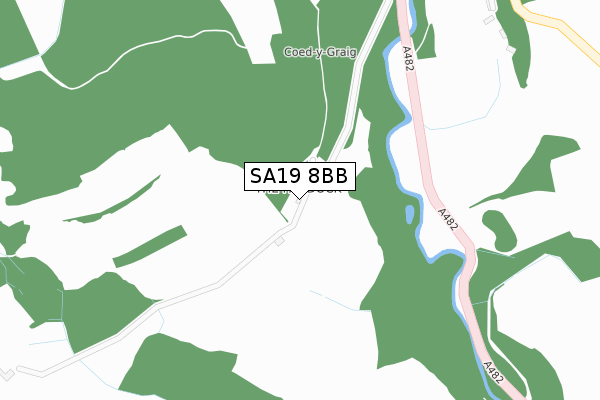 SA19 8BB map - large scale - OS Open Zoomstack (Ordnance Survey)