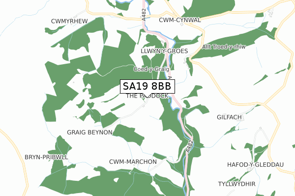 SA19 8BB map - small scale - OS Open Zoomstack (Ordnance Survey)