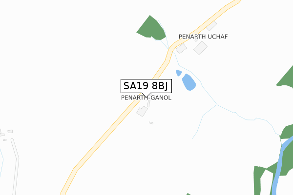 SA19 8BJ map - large scale - OS Open Zoomstack (Ordnance Survey)