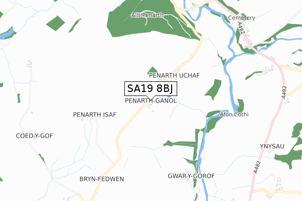 SA19 8BJ map - small scale - OS Open Zoomstack (Ordnance Survey)