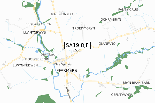 SA19 8JF map - small scale - OS Open Zoomstack (Ordnance Survey)